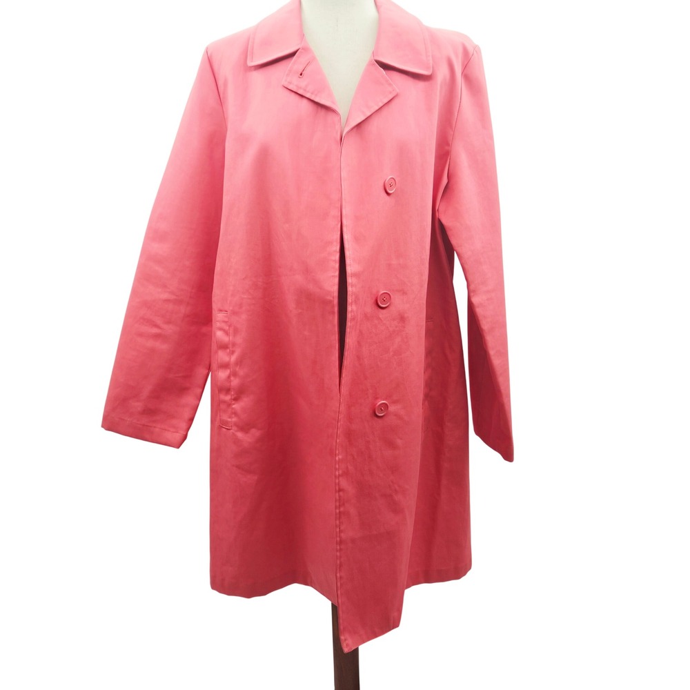 Old Navy Womens Coral Pink 100% Cotton Trench Coat Jacket Size M RN 54023